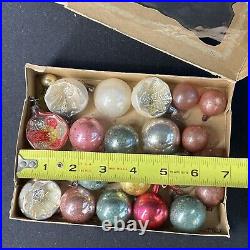 Vintage Shiny Brite Mercury Glass Multicolored Christmas Ornaments Small 22 Pack