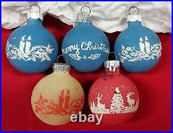 Vintage Shiny Brite Unsilvered Stencil Christmas Ornaments