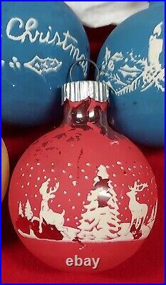 Vintage Shiny Brite Unsilvered Stencil Christmas Ornaments
