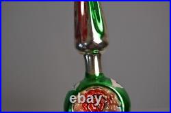 Vintage Single Indent Blown Glass Christmas Tree Topper Germany Original Box