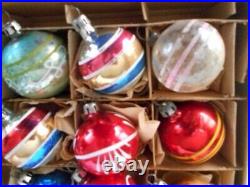 Vintage Small Glass Christmas Ornaments Box of 24 Poland Hand Painted 1 1/2