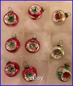 Vintage Small Indented Mercury Glass Feather Tree Ornaments Japan 3/4 Diameter