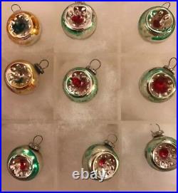Vintage Small Indented Mercury Glass Feather Tree Ornaments Japan 3/4 Diameter