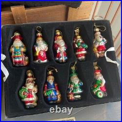 Vintage Thomas Pacconi 36 Hand Blown Glass Ornaments Snowman & Santa Claus