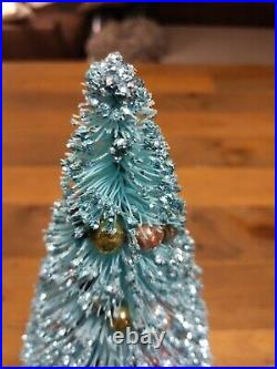 Vintage Turquoise Blue Bottle Brush Christmas Tree WithMercury Glass Ornaments 13