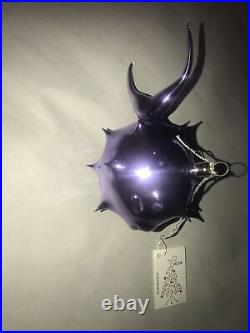 Vintage VICTOR CHIARIZIA Blown Glass purple blowfish Christmas ORNAMENT RARE NEW