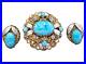 Vintage-West-Germany-Blue-Art-Glass-Ornate-Brass-Filigree-Brooch-Earring-Set-01-jzjz