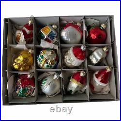 Vintage West Germany Christmas Frosted Glass Ornaments Brand New Old Stock 12 Pc