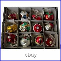 Vintage West Germany Christmas Frosted Glass Ornaments Brand New Old Stock 12 Pc