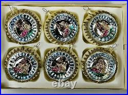 Vintage West Germany Glass Christmas Indent Ornament Nativity 3.25 Box of 6