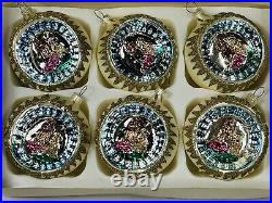 Vintage West Germany Glass Christmas Indent Ornament Nativity 3.25 Box of 6