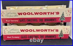 Vintage Woolworth's Glass Christmas Tree Ornaments West Germany 2 Boxes Set Of 8