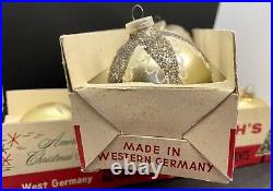 Vintage Woolworth's Glass Christmas Tree Ornaments West Germany 2 Boxes Set Of 8