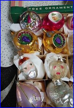 Vintage blown/ Mercury/Kuegal Glass assorted christmas ornaments lot of 12
