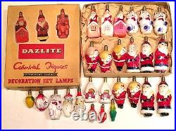 Vintage c1930s DAZLITE Carnival Figures Glass Christmas Tree Lights inc. Others