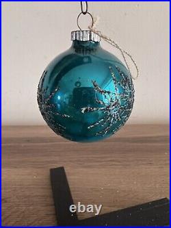 Vintage glass christmas ornaments mica snow west germany original box mercury 50