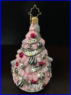 Vintage signed Christopher Radko Pink Christmas Tree ornament Mint CR mark