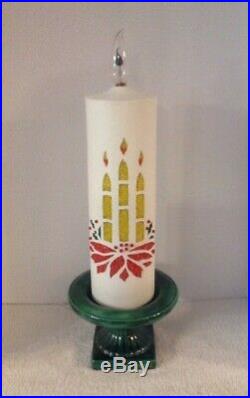 Vtg 22 Atlantic Mold Ceramic Lighted Christmas Candle Stain Glass Poinsettia