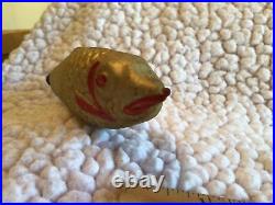 Vtg Antique Glass Figural German Christmas Ornament Fish gold red