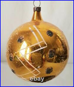 Vtg Blown Glass Poland Christmas Ornaments Mica Hand Painted 3.5 Jumbo