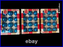 Vtg Blue Coby Glass Ornaments (Lot Of 3)