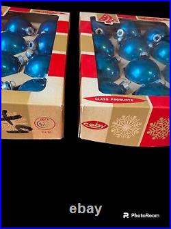 Vtg Blue Coby Glass Ornaments (Lot Of 3)