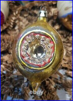 Vtg Christmas Ornaments Lot 15 Mercury Glass Indent Mica Poland Balls Teardrops