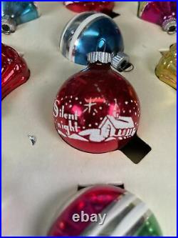 Vtg Christmas Shiny Brite Box of 10 Mercury Glass 1.75 Ornaments Assorted #2110