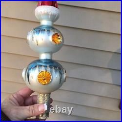 Vtg Large 66 Mercury Glass Indent Christmas Tree Topper Swan Top