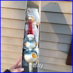 Vtg Large 66 Mercury Glass Indent Christmas Tree Topper Swan Top