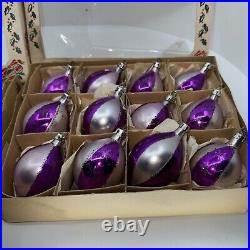 Vtg Mercury Glass Christmas Tree Ornaments Polish Purple Teardrop lot 19