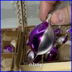 Vtg Mercury Glass Christmas Tree Ornaments Polish Purple Teardrop lot 19