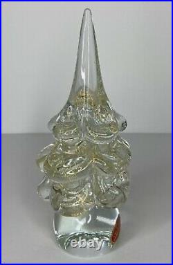 Vtg Murano Art Glass Christmas Tree Gold Aventurine Italy Original Sticker 8