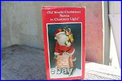 Vtg Old World Christmas Santa In Chimney Light Claus St. Nick Hand Painted Glass
