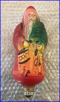 Vtg Painted Figural Santa Claus Christmas Light Bulb 8.5 Made in Japan Works