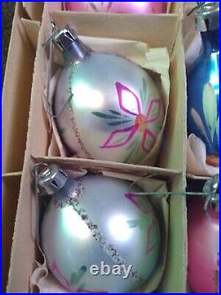 Vtg Poland Mercury Glass Tear Drop Christmas Tree Ornaments Snowman Wwii Era