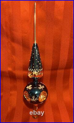 Vtg Quadruple Triple Indent Finial Spiral Tree Topper Glass Christmas Ornament