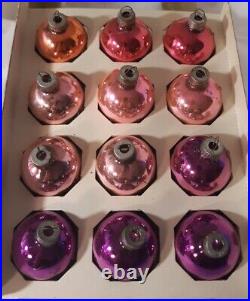 Vtg SHINY BRITE Christmas Ornament Ball Mercury Glass Purple PINK Valentine Lot