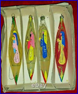Vtg Sears MCM Teardrop Wisemen Nativity Glass Xmas Ornament Italian Italy Rare
