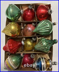 Vtg Shiny Brite Chinese Lantern Tornado Glass Unique Shape Christmas Ornaments