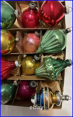Vtg Shiny Brite Chinese Lantern Tornado Glass Unique Shape Christmas Ornaments
