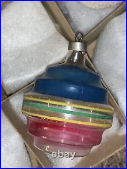 Vtg Shiny Brite Lantern UFO Barrel Unsilvered Mica Christmas Ornaments Lot