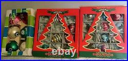 Vtg Shiny Brite USA Glass Christmas Ornaments Crafters large Lot 45 & Boxes
