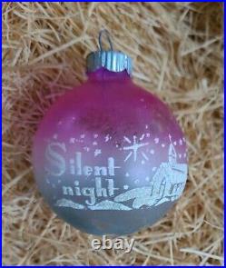 Vtg Silent Night Shiny Brite Ombre Unsilvered Glass Ball Ornament 2 Stencil