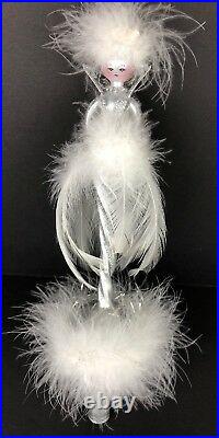 Vtg Sofieria De Carlini Blown Glass Lady Topper 13 Silver White Feathers Italy