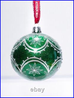 Vtg WATERFORD Evergreen Cascade Ball Glass Christmas Ornament with Original Box