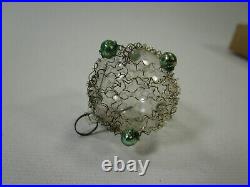 Vtg lot 34 Small Unsilvered Glass Christmas Ornaments Wire Tinsel Covered beads