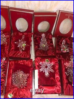 Waterford Irish Crystal 10 vintage Christmas Ornaments