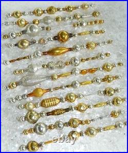 X LONG Vintage MERCURY GLASS Garland Bead Icicle ORNAMENT Christmas 5 1/2-6 1/2