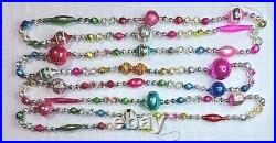 Xlg Indents Vtg Mercury Glass Christmas Tree Garland 10'+ Lg Old Beads